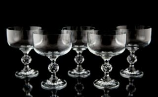 Bohemia Crystal Claudia Champagne Sherbet Glasses Set Of 5 Vintage Czech Glass