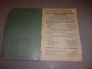 VINTAGE 1950 TELEPHONE DIRECTORY BOOK WISCONSIN RAPIDS NEKOOSA PORT EDWARDS WI 3