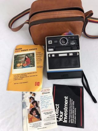 Kodak Ek6 Instant Camera W/ Kodak Leather Case And Manuals
