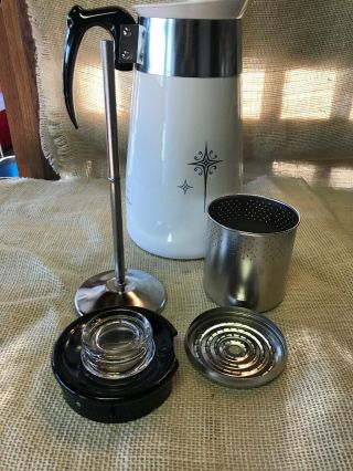 Vintage Corning Ware 8 cup Atomic Starburst Star Percolator Stove Top Coffee Pot 7