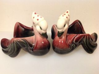 2 Vintage Hull Art Pottery " Bandana " Duck Planter - 75 - 1950 