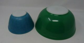 Vintage Pyrex Green Primary Color Mixing Bowl 403 and Blue 401 Mixing Bowl Set 3