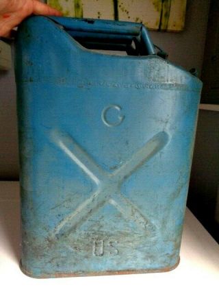 Vintage Army BLUE US Jerry Gas Can Steel Military - Willy Jeer Hot Rat Rod 1968 4