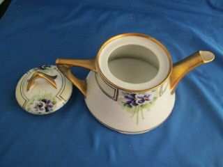 Vintage Z S & Co Handpainted Violets Floral & Gold ZEH SCHERZER Bavaria Teapot 5