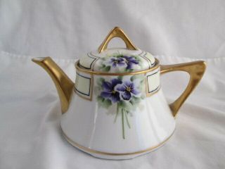 Vintage Z S & Co Handpainted Violets Floral & Gold ZEH SCHERZER Bavaria Teapot 7