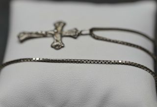 Vintage Sterling Silver Crucifix Cross Pendant Necklace 18” 3