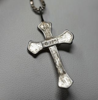 Vintage Sterling Silver Crucifix Cross Pendant Necklace 18” 5
