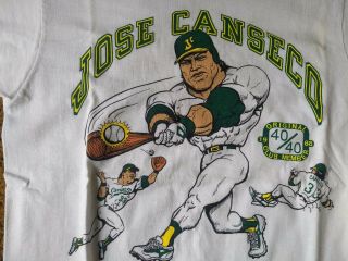 Vintage Jose Canseco Mens 1988 Oakland A’s 40/40 T Shirt Size M Screen Starsbest