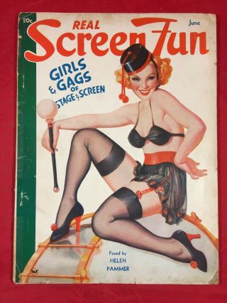 Vtg Screen Fun Mag June 1930’s Fine Deco Risqué Nylons Girlie Cheesecake Pinups