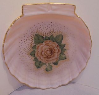 Cambridge Crown Tuscan,  Hand Painted Flower,  Sea Shell Plate 7 " Across Vintage
