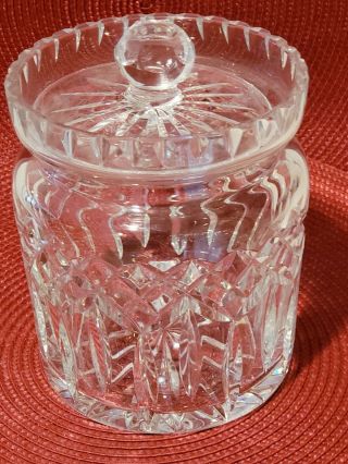 Vintage Waterford Crystal Lismore Biscuit Jar With Lid Barrel Cookie Cannister