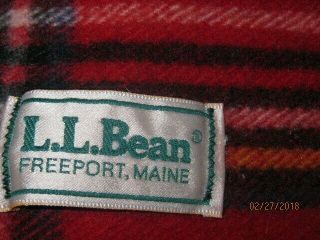 Vintage Ll Bean Red Plaid Large Wool Blanket 88x66