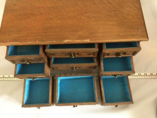 Vintage Wooden Cabinet Style Jewelry Box 9 drawers 3