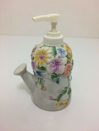 Vintage Allure Watering Can Floral Ceramic Soap Dispenser
