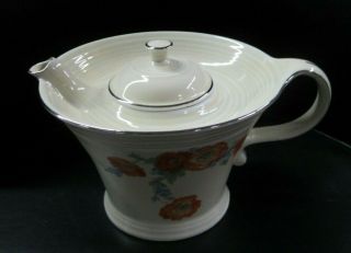 Vintage Hall China Orange Poppy Melody Shape Teapot
