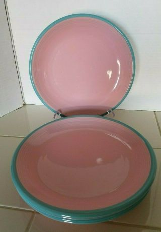 Vintage Rio Pink By Century China Set Of 5 Dinner Plates Stoneware Japan 11 "