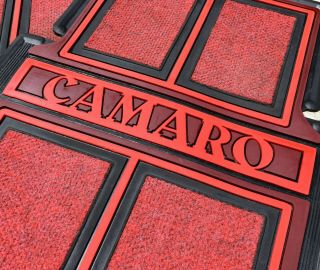 Vintage Cheverolet Chevy Camaro Red Carpet Rubber Car Floor Mats C1970 - 90s
