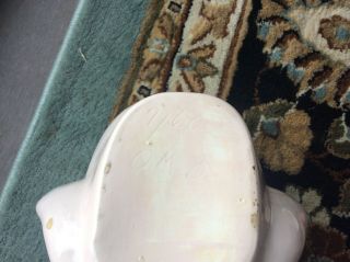 Vintage Elf Pixie Head Pottery Ceramic Cookie Jar w/ Green Leaf Hat 5