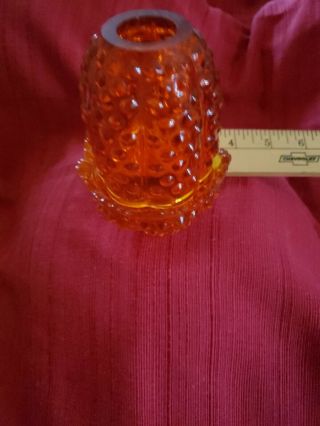 Vintage Fenton Hobnail Orange Amberina Fairy Light Lamp 4 1/2 " T Candle