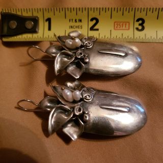Vintage Sterling Silver Modernistic Earrings with Pearls Custom made. 4