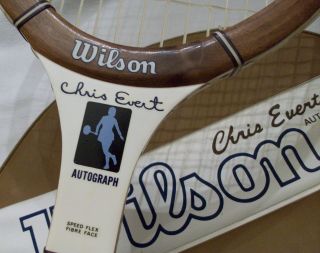 Vintage Wilson Chris Evert Autograph Tennis Racquet w/ Cover 4 1/4 