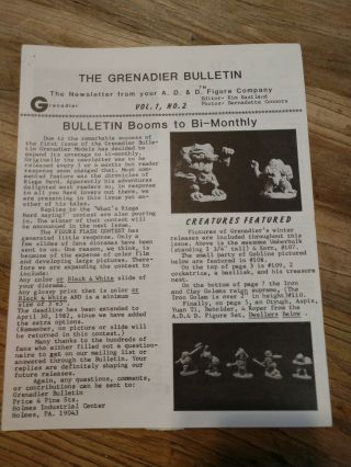 Grenadier Miniatures Bulletin - Number 2 - Vintage 1980s