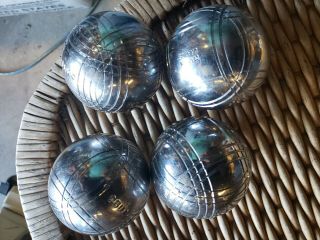 Vintage French Obut Petanque 4 Metal Bocce Balls