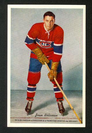 Jean Beliveau Hof Canadiens Signed Auto 1950 