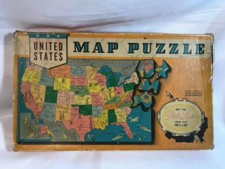 United States Map Puzzle Vintage Whitman Publishing Co 16.  5 " X10 "