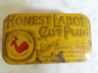 Vintage Tobacco Tin Honest Labor Cut Plug Patterson Richmond Va