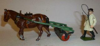 Britains Vintage Lead Farm Postwar 9f Horse Drawn Roller Set - 1940/50 