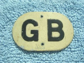 Vintage 1960s Gb Touring Motorcycle Badge - Great Britain Motor Car Plate By Hills
