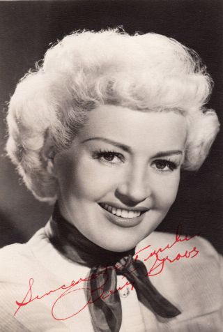 Vintage: " Pin Up Girl.  " Actress: Betty Grable Signed Photo