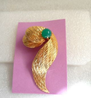 Vintage Signed Grosse Germany Jade Green Cab Pin Made For Christian Dior