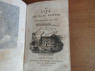 Old LIFE OF SIR ISAAC NEWTON Leather Book 1831 SCIENCE DISCOVERY ASTRONOMY MATH 3
