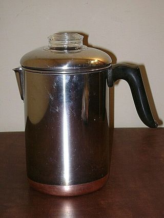 Vintage Revere Ware Copper Bottom Percolator Coffee Pot 10 Cup Large