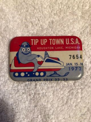 Vintage 1972 Tip - Up Town U.  S.  A.  Pin Houghton Lake,  Michigan 7654 Grand Prix