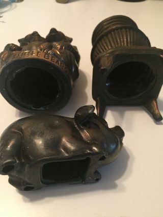 Vintage Copper Colored Cast Iron Pot Belly Stove/pig/three Bears Coin Banks