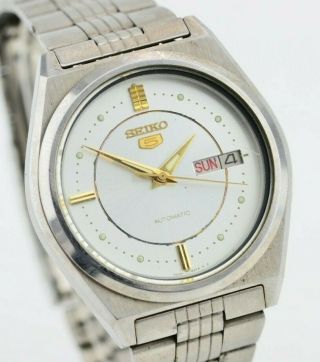 Vintage Seiko 5 Daydate Silver Automatic Watch Eng - Spa 7009 - 876a Jdm F237/12.  3
