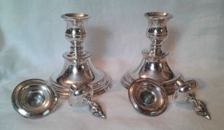 Vintage Sheffield Silver Plate Candle Holders W/inserts And Finials