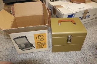 2 Vintage Box 8mm Film Reel Metal Case Logan Each Holds 12