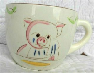 5 Little Pigs Whimsical Cute Crying Piggy Mug Teacup Vintage Stangl Pottery Usa