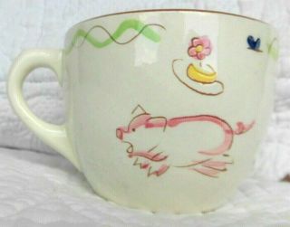 5 Little PIGS whimsical cute crying piggy MUG teacup vintage STANGL pottery USA 2
