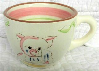 5 Little PIGS whimsical cute crying piggy MUG teacup vintage STANGL pottery USA 3