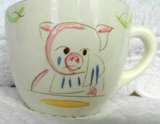 5 Little PIGS whimsical cute crying piggy MUG teacup vintage STANGL pottery USA 5