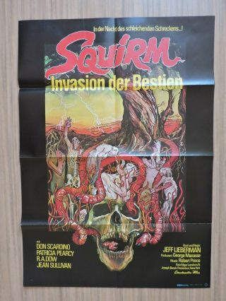 Squirm Movie Poster German 1976 33 " X 23 " Vintage Horror Film Poster