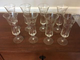 My Grandmother’s Set of 8 Vintage Etched Champagne Flutes—Circa 1940/50’s 4