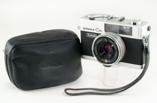 Konica C - 35 Auto Vintage Japanese 35mm Rangefinder Camera & Case.  Tested/works=