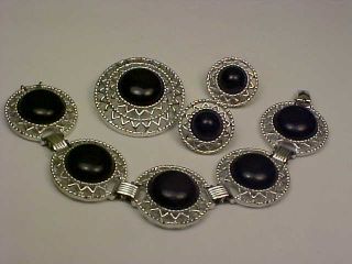 Vintage Sarah Coventry " Jet Set " Bracelet/brooch/earrings Set