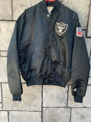 Vintage 90’s Los Angeles Raiders Bomber Jacket Starter Jacket Made In Usa Black
